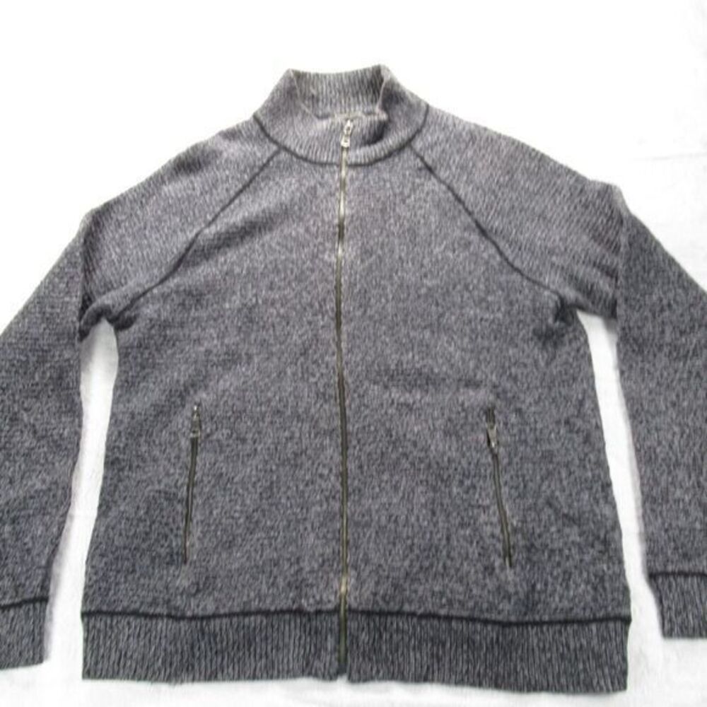 Banana Republic Wool Blend‎ Sweater Mens Large Gray Raglan Sleeve Knit Full Zip